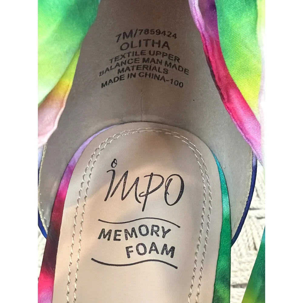 Impo Olitha Tie-Dye Wedge Sandals Multi Ankle Wrap Size 7